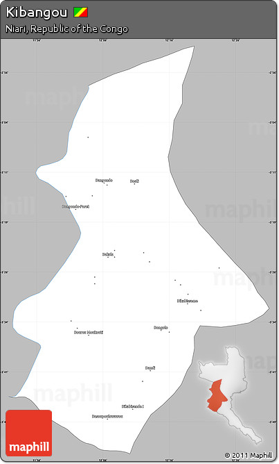 Gray Simple Map of Kibangou, single color outside