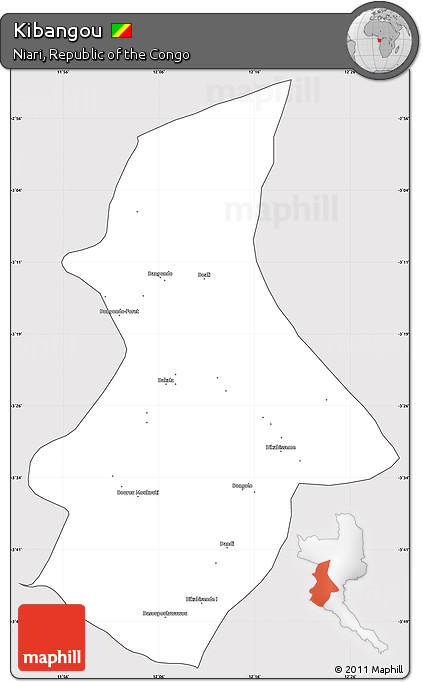Silver Style Simple Map of Kibangou, cropped outside
