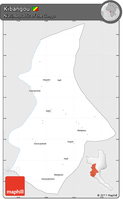 Silver Style Simple Map of Kibangou, single color outside