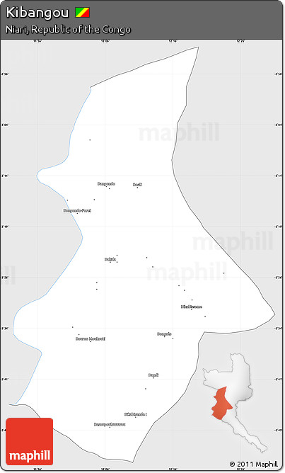 Silver Style Simple Map of Kibangou, single color outside