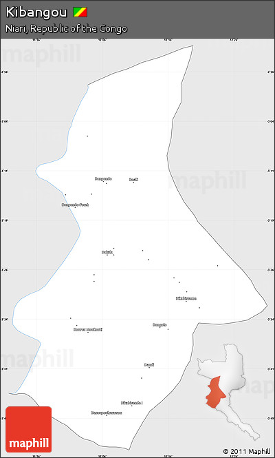 Silver Style Simple Map of Kibangou, single color outside