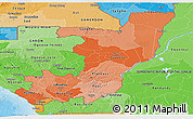 Political Shades Panoramic Map of Republic of the Congo