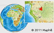 Physical Location Map of Ouesso, within the entire country