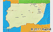 Physical 3D Map of Souanke, political outside