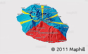 Flag 3D Map of Reunion, flag centered