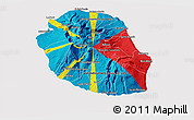 Flag 3D Map of Reunion, flag rotated