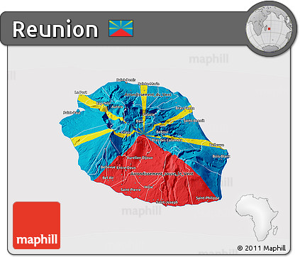 Flag 3D Map of Reunion