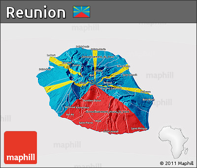 Flag 3D Map of Reunion