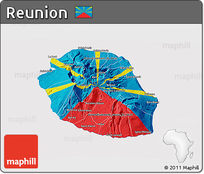 Flag 3D Map of Reunion