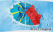Flag 3D Map of Reunion, physical outside, flag aligned to the middle