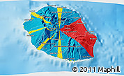 Flag 3D Map of Reunion, physical outside, flag rotated