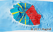 Flag 3D Map of Reunion, political outside, flag aligned to the middle