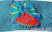 Flag 3D Map of Reunion, satellite outside, flag centered