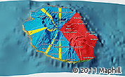 Flag 3D Map of Reunion, satellite outside, flag aligned to the middle