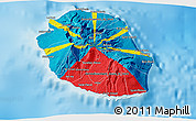 Flag 3D Map of Reunion, shaded relief outside