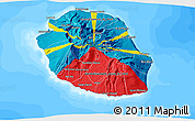 Flag 3D Map of Reunion, single color outside, bathymetry sea, flag centered