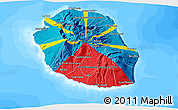 Flag 3D Map of Reunion, single color outside, bathymetry sea