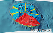Flag 3D Map of Reunion, single color outside, satellite sea, flag centered