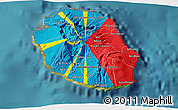 Flag 3D Map of Reunion, single color outside, satellite sea, flag aligned to the middle