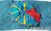 Flag 3D Map of Reunion, single color outside, satellite sea, flag rotated