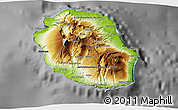 Physical 3D Map of Reunion, darken, desaturated