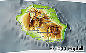 Physical 3D Map of Reunion, darken, semi-desaturated