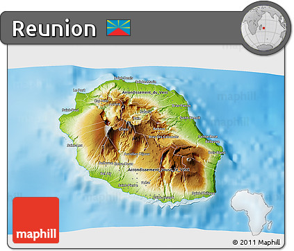 Physical 3D Map of Reunion