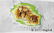 Physical 3D Map of Reunion, lighten, desaturated