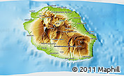 Physical 3D Map of Reunion, political outside, shaded relief sea