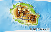 Physical 3D Map of Reunion, political shades outside, shaded relief sea