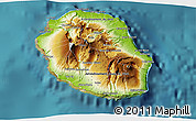 Physical 3D Map of Reunion, satellite outside