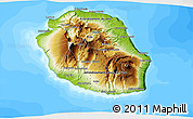 Physical 3D Map of Reunion, single color outside, bathymetry sea