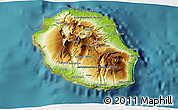 Physical 3D Map of Reunion, single color outside, satellite sea