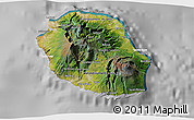 Satellite 3D Map of Reunion, lighten, desaturated