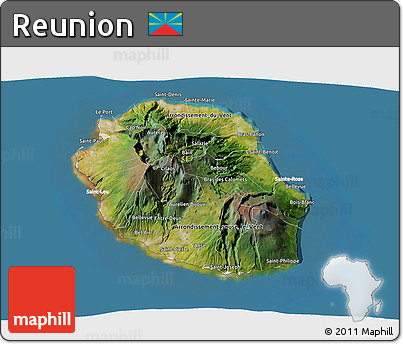 Satellite 3D Map of Reunion, lighten, land only