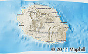 Shaded Relief 3D Map of Reunion, darken, desaturated, land only