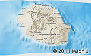 Shaded Relief 3D Map of Reunion, desaturated, land only