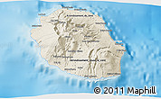 Shaded Relief 3D Map of Reunion, lighten, desaturated, land only