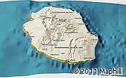 Shaded Relief 3D Map of Reunion, satellite outside