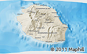 Shaded Relief 3D Map of Reunion, single color outside, bathymetry sea, shaded relief sea