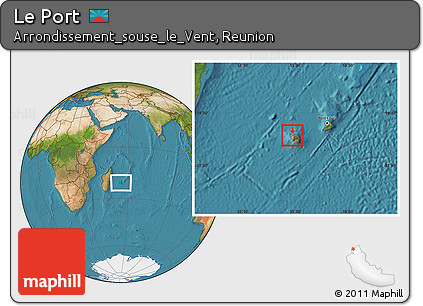 Satellite Location Map of Le Port, within the entire country