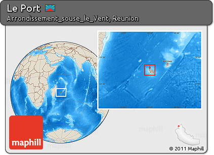 Shaded Relief Location Map of Le Port