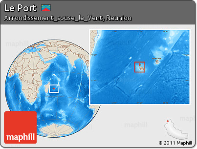 Shaded Relief Location Map of Le Port
