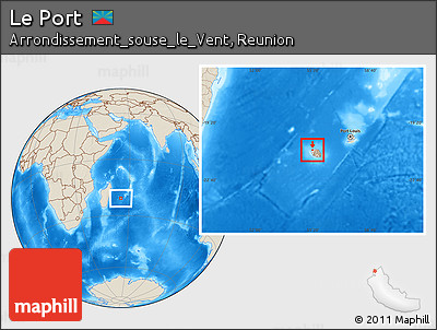 Shaded Relief Location Map of Le Port