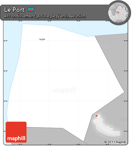 Gray Simple Map of Le Port