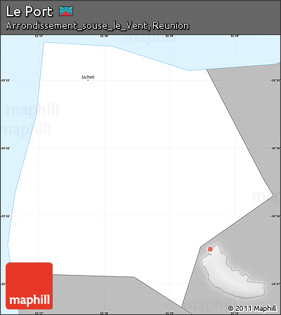 Gray Simple Map of Le Port