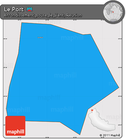 Political Simple Map of Le Port, cropped outside