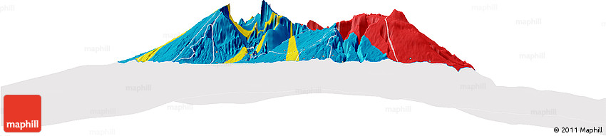 Flag Horizon Map of Reunion, flag aligned to the middle
