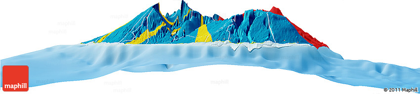 Flag Horizon Map of Reunion, physical outside, flag rotated