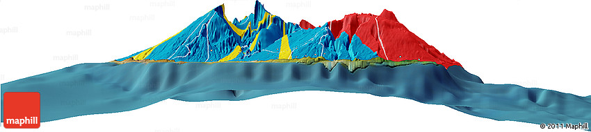 Flag Horizon Map of Reunion, satellite outside, flag aligned to the middle